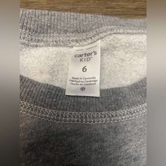 Carter’s Kid Dinosaur Gray Sweat Shirt Tol Size 6 - Picture 2 of 3